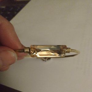L and D designer Bracelet Copper with Rectangle Smokey quartz  Rhinestone
